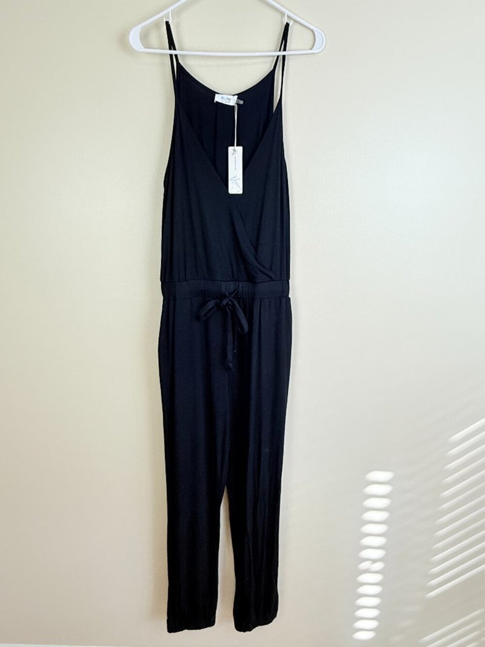 Bluivy NWT Jersey Knit Wrap Front Jumpsuit Sleeveless Drawstring Waist
